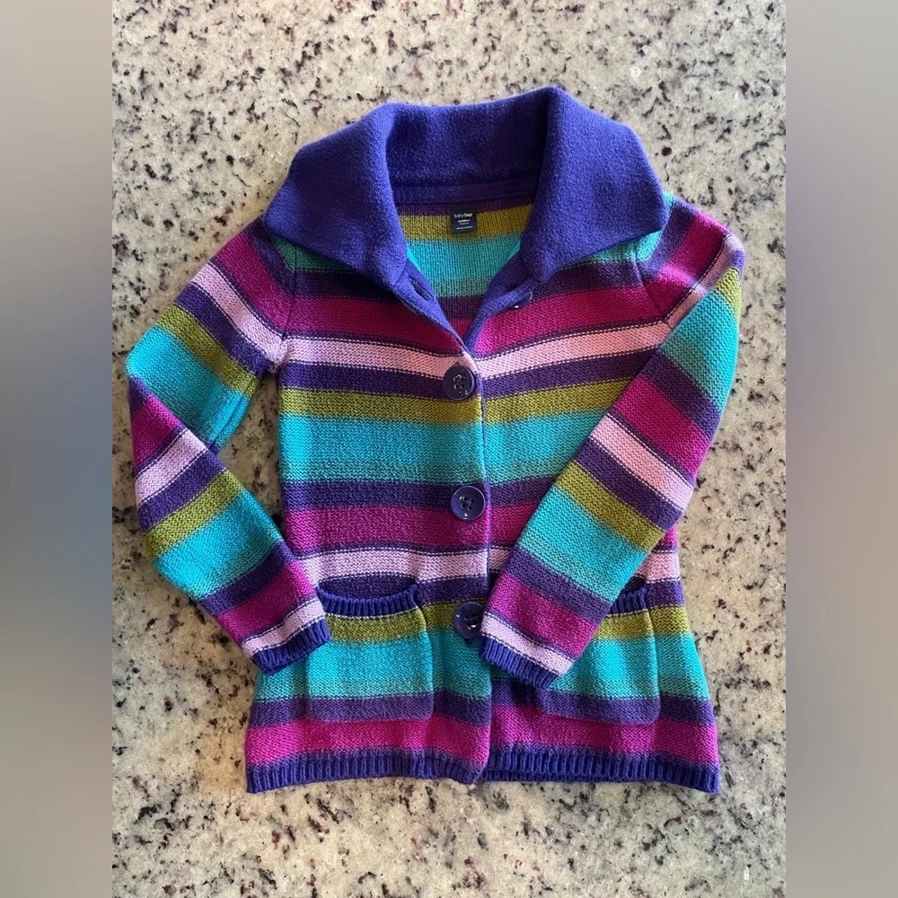 GAP Kids Multicolor cotton blend Striped cardigan Sweater size 4